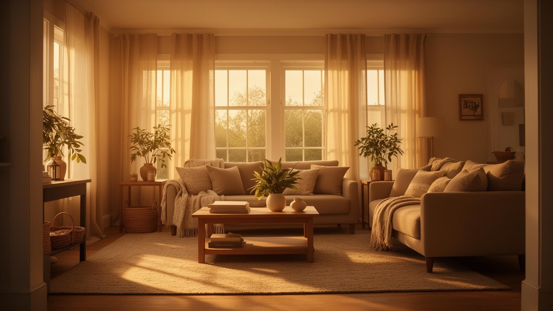 Warm sunlit living room — a welcoming home interior